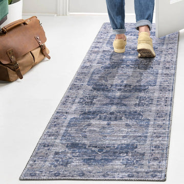Alanya Ornate Medallion Washable Area Rug